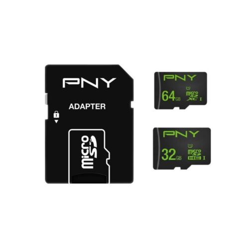 PNY Twin Pack 32GB   64GB High Performance Micro SDXC 100 Mb/S Class 10 con adattatore